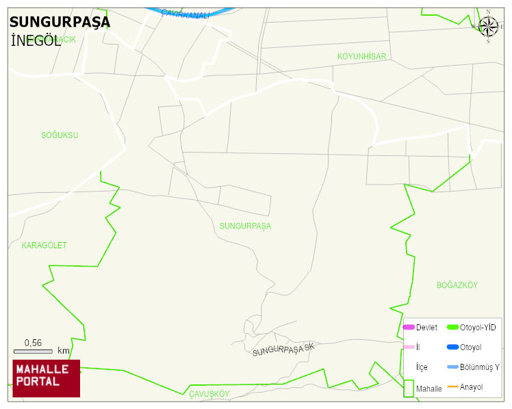SUNGURPAŞA Mahallesi Haritası | Dağlar, Ovalar ve Akarsu Bilgileri