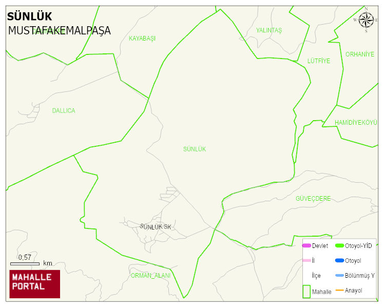 SÜNLÜK Mahallesi Haritası | Sayısal Bölge Görünümü