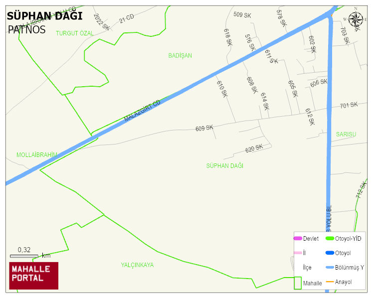 SÜPHAN DAĞI Mahallesi Haritası | Sayısal Bölge Görünümü