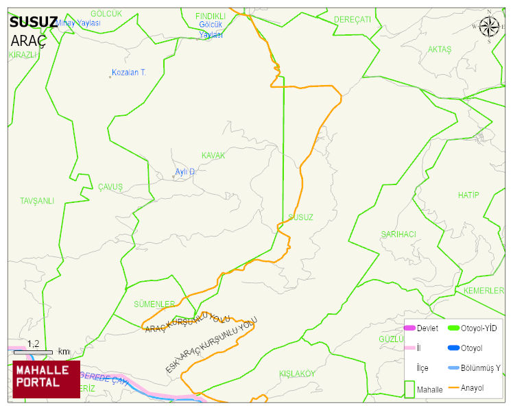 SUSUZ Köyü Haritası | Sayısal Bölge Görünümü