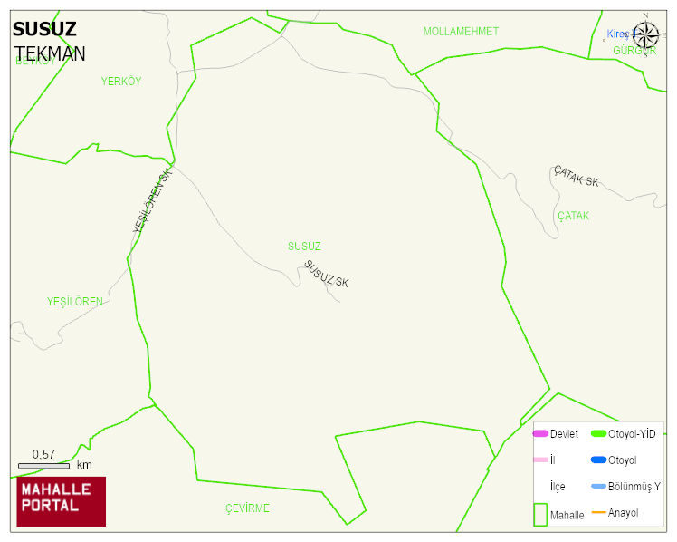 SUSUZ Mahallesi Haritası | Mahalle ve Köy Sınırı