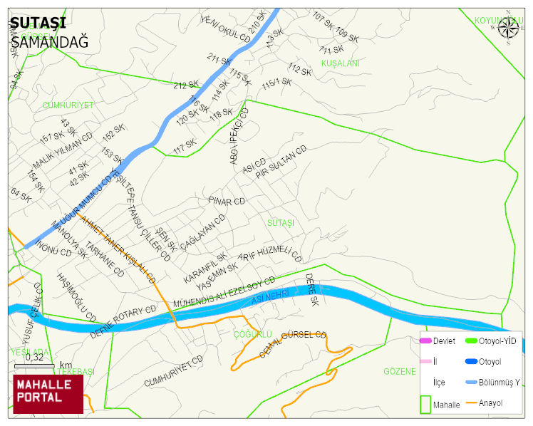 SUTAŞI Mahallesi Haritası | Detaylı Köy ve Mahalle Görünümü