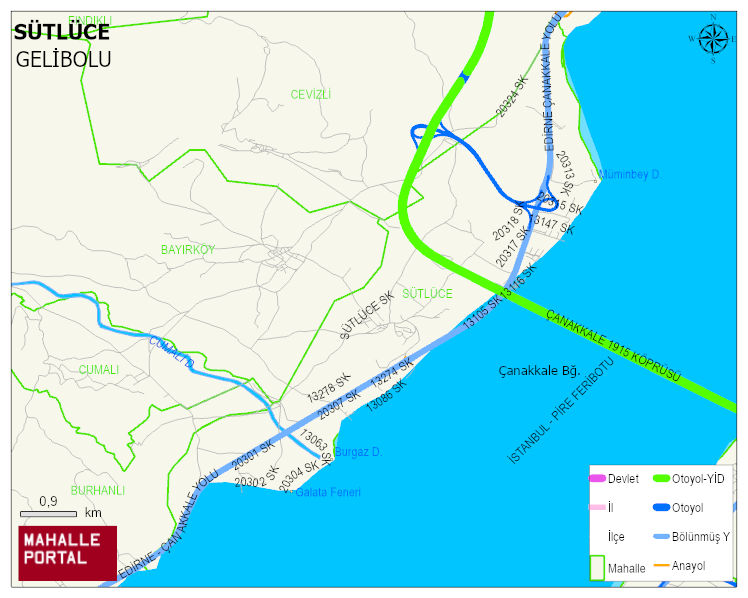 SÜTLÜCE Köyü Haritası | Sayısal Bölge Görünümü