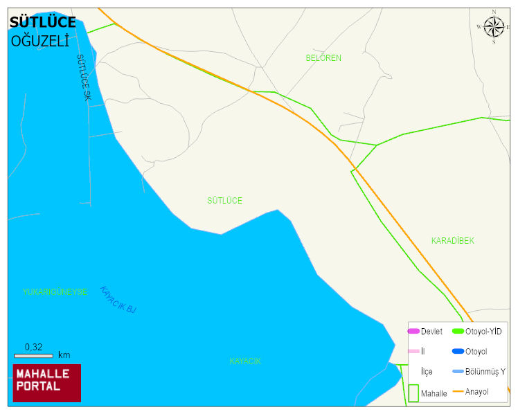 SÜTLÜCE Mahallesi Haritası | İnteraktif Köy ve Mahalle Sınırları
