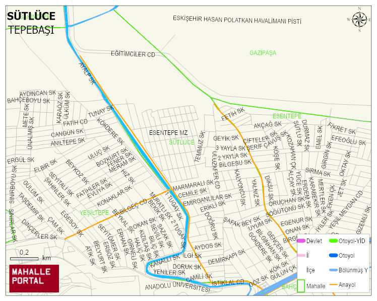 SÜTLÜCE Mahallesi Haritası | Mahalle ve Köy Sınırı