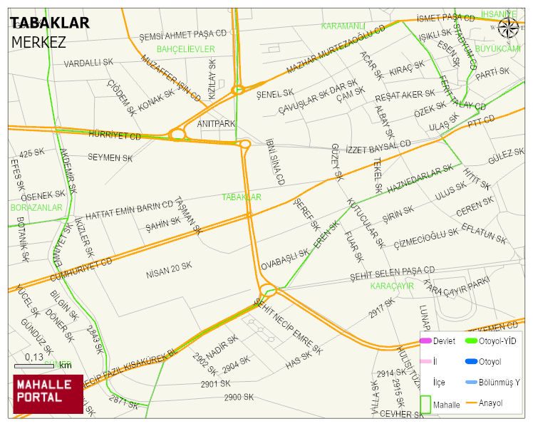 TABAKLAR Mahallesi Haritası | Yükselti ve Doğa Özellikleri