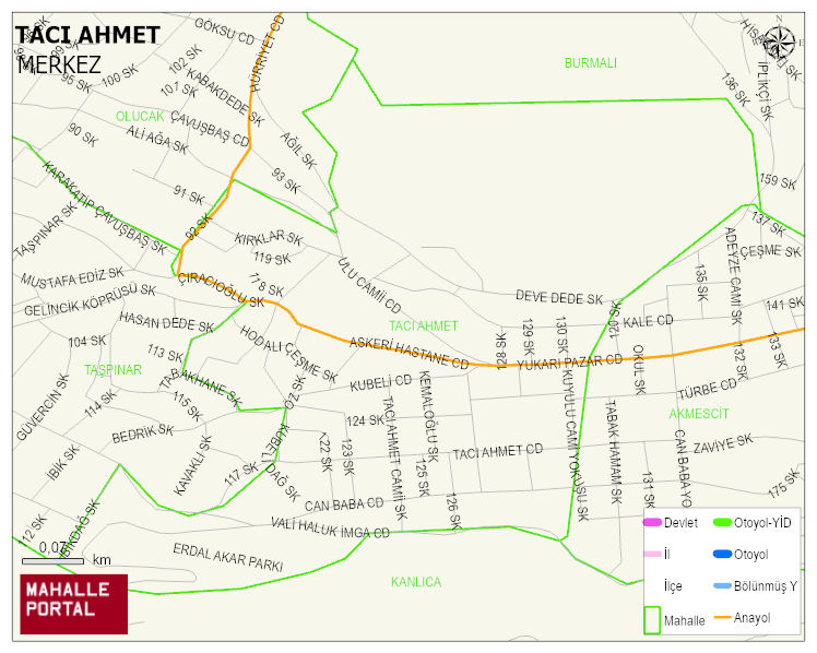 TACI AHMET Mahallesi Haritası | Yükselti ve Doğa Özellikleri
