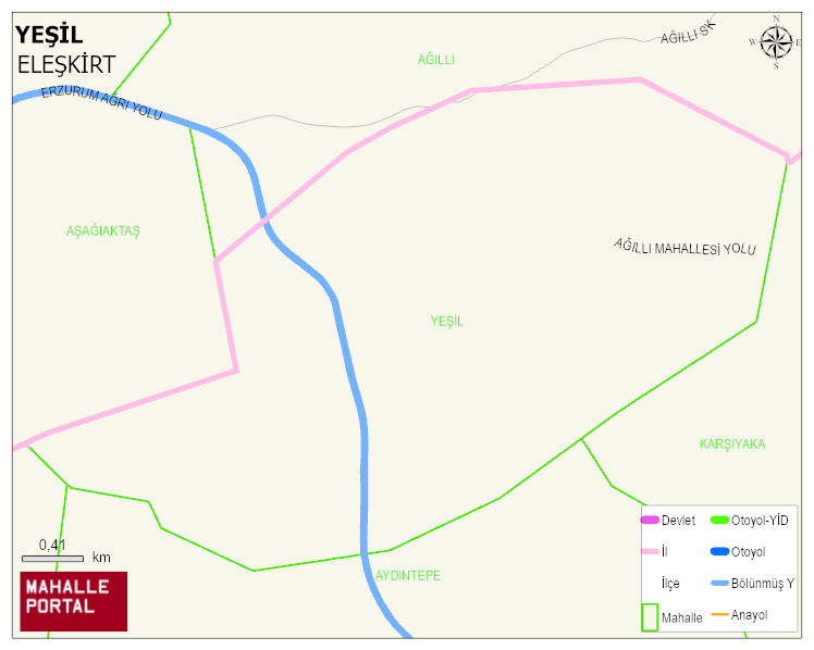 TAHİR BELDESİ YEŞİL Mahallesi Haritası | Mahalle ve Köy Sınırı