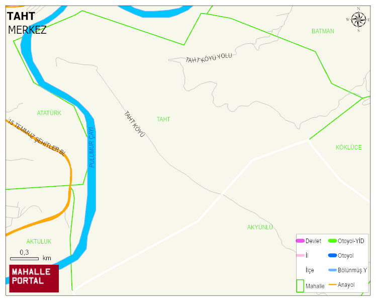 TAHT Köyü Haritası | Dağlar, Ovalar ve Akarsu Bilgileri
