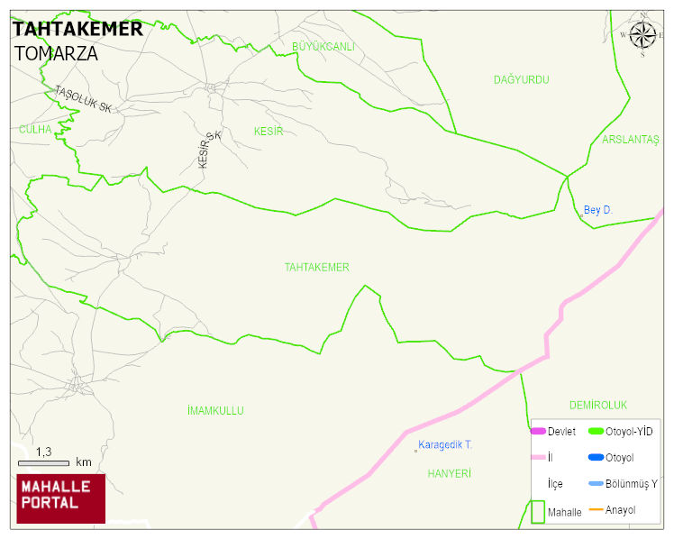 TAHTAKEMER Mahallesi Haritası | Dağlar, Ovalar ve Akarsu Bilgileri