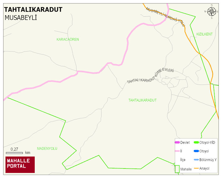 TAHTALIKARADUT Köyü Haritası | Detaylı Köy ve Mahalle Görünümü