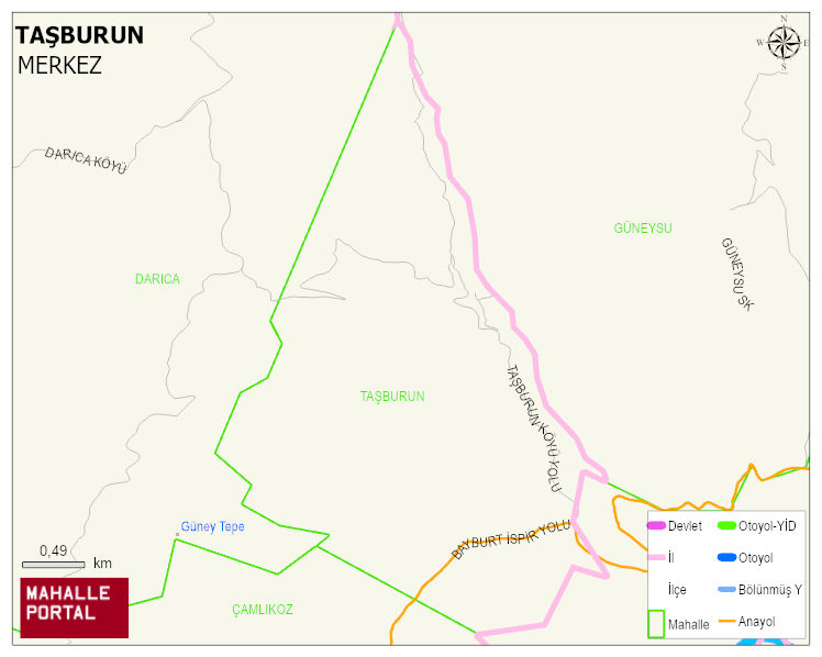 TAŞBURUN Köyü Haritası | Detaylı Köy ve Mahalle Görünümü