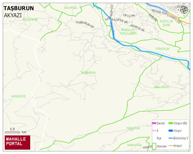 TAŞBURUN Mahallesi Haritası | Yükselti ve Doğa Özellikleri