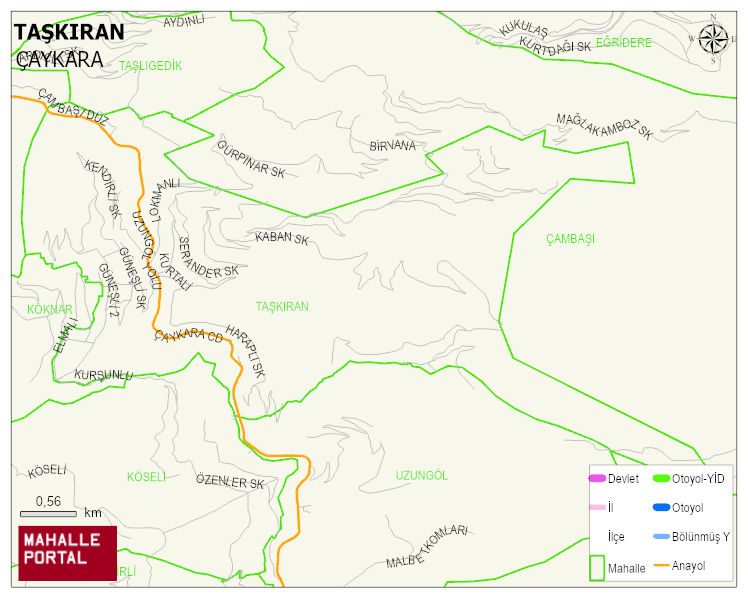 TAŞKIRAN Mahallesi Haritası | Dağlar, Ovalar ve Akarsu Bilgileri