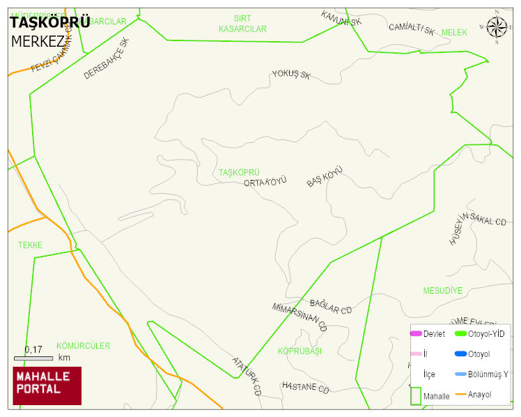 TAŞKÖPRÜ Köyü Haritası | Yükselti ve Doğa Özellikleri