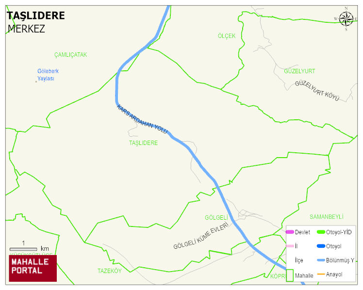 TAŞLIDERE Köyü Haritası | Yükselti ve Doğa Özellikleri