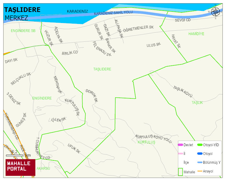 TAŞLIDERE Mahallesi Haritası | Dağlar, Ovalar ve Akarsu Bilgileri