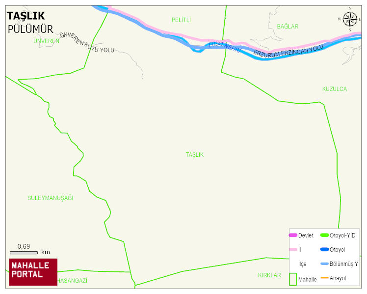 TAŞLIK Köyü Haritası | Yükselti ve Doğa Özellikleri