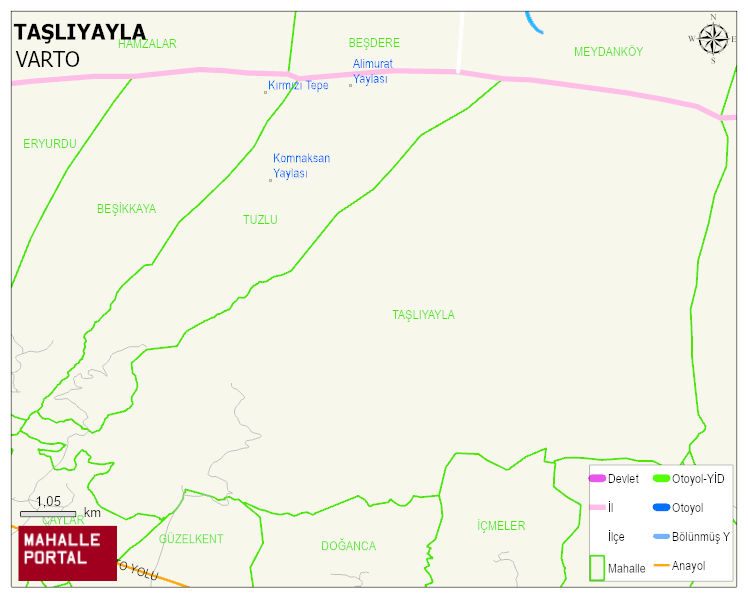 TAŞLIYAYLA Köyü Haritası | Dağlar, Ovalar ve Akarsu Bilgileri