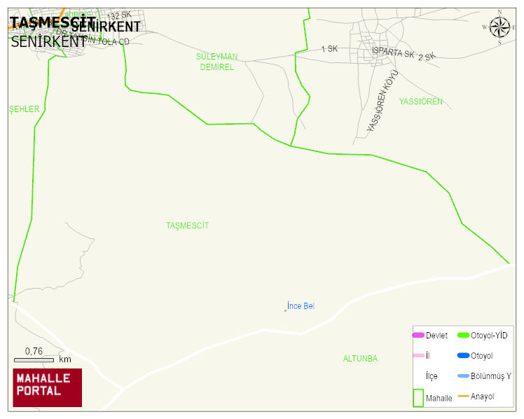 TAŞMESCİT Mahallesi Haritası | Mahalle ve Köy Sınırı