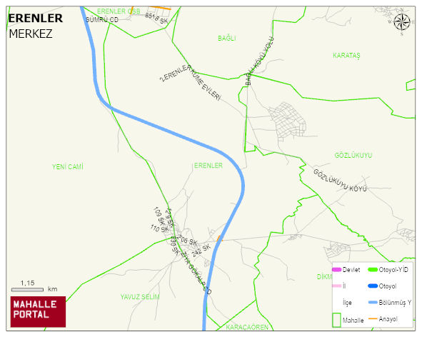 TAŞPINAR BELDESİ ERENLER Mahallesi Haritası | Mahalle ve Köy Sınırı