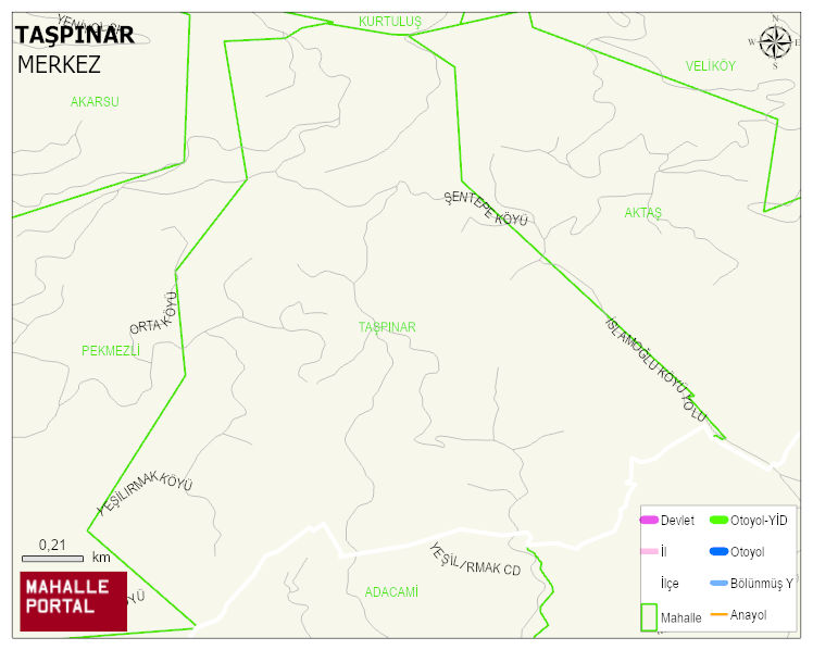 TAŞPINAR Köyü Haritası | Dağlar, Ovalar ve Akarsu Bilgileri