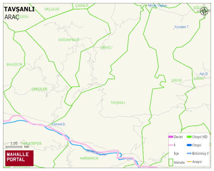 TAVŞANLI Köyü Haritası | Yükselti ve Doğa Özellikleri