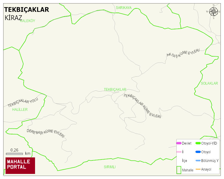 TEKBIÇAKLAR Mahallesi Haritası | Mahalle ve Köy Sınırı