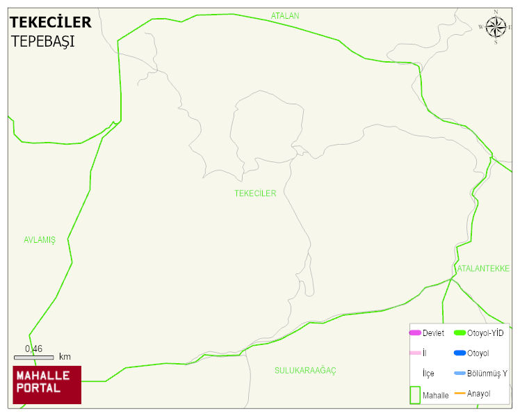 TEKECİLER Mahallesi Haritası | Yükselti ve Doğa Özellikleri