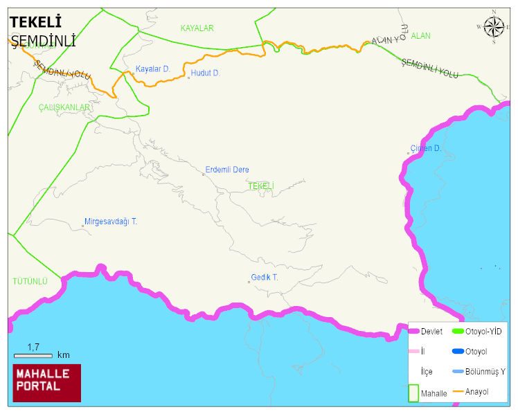 TEKELİ Köyü Haritası | Detaylı Köy ve Mahalle Görünümü