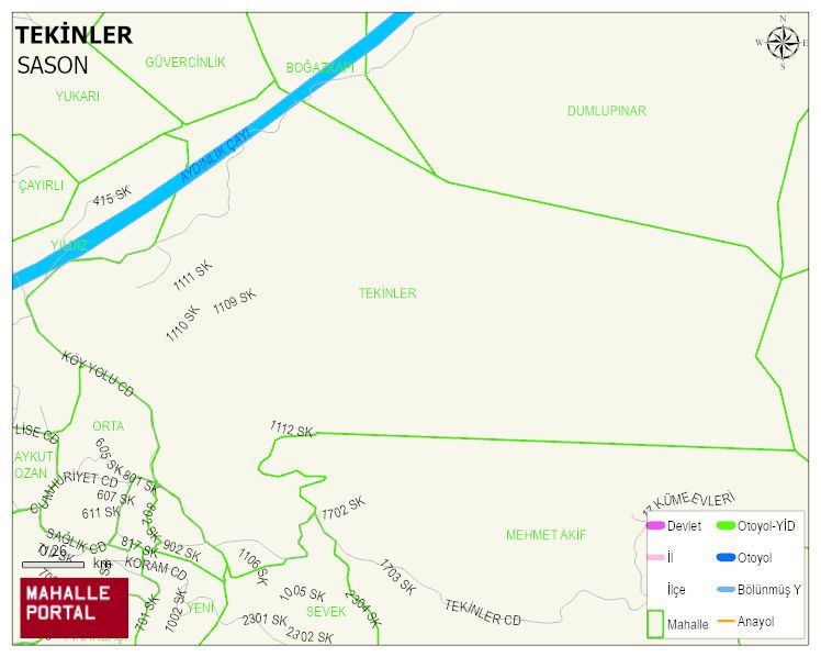 TEKİNLER Mahallesi Haritası | Yükselti ve Doğa Özellikleri