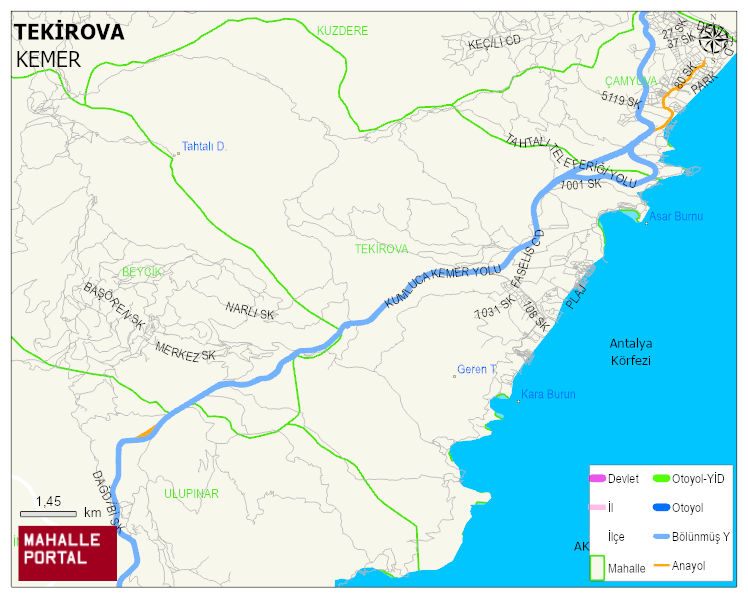 TEKİROVA Mahallesi Haritası | Mahalle ve Köy Sınırı