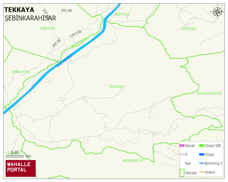 TEKKAYA Köyü Haritası | Dağlar, Ovalar ve Akarsu Bilgileri