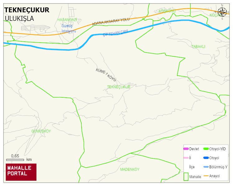 TEKNEÇUKUR Köyü Haritası | Dağlar, Ovalar ve Akarsu Bilgileri