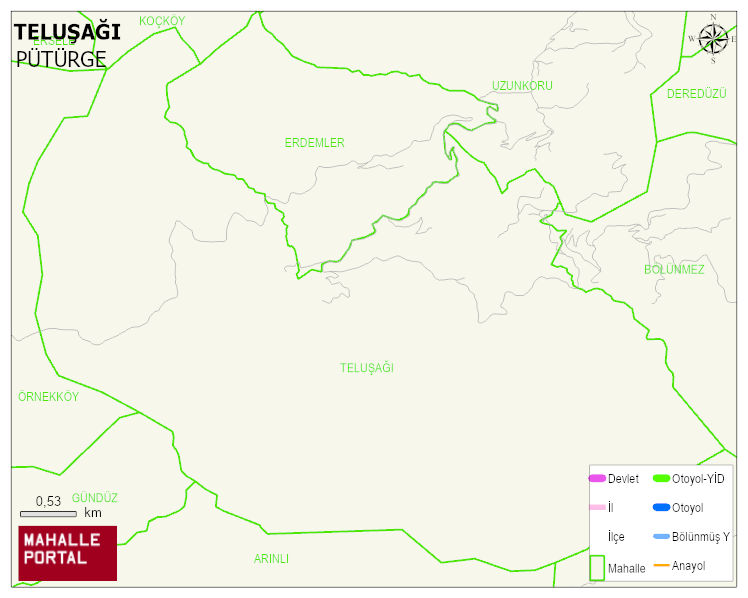 TELUŞAĞI Mahallesi Haritası | Mahalle ve Köy Sınırı