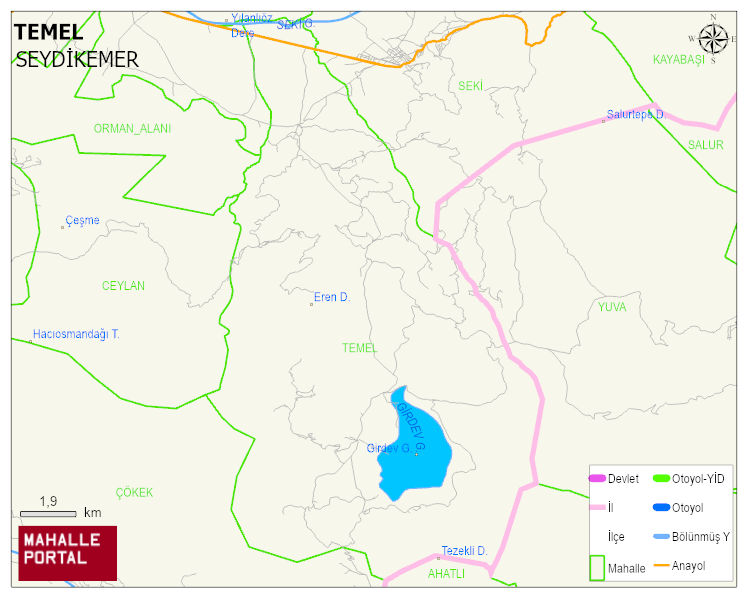 TEMEL Mahallesi Haritası | Yükselti ve Doğa Özellikleri