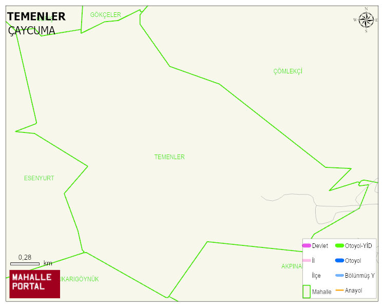 TEMENLER Köyü Haritası | Mahalle ve Köy Sınırı