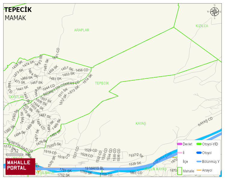 TEPECİK Mahallesi Haritası | Detaylı Köy ve Mahalle Görünümü