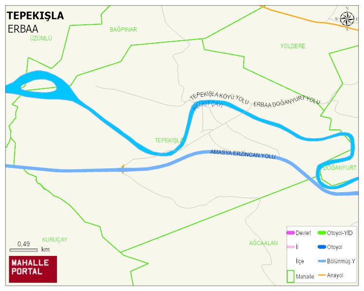 TEPEKIŞLA Köyü Haritası | Yükselti ve Doğa Özellikleri