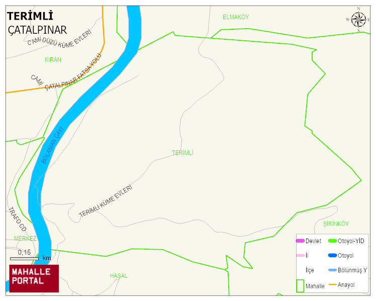 TERİMLİ Mahallesi Haritası | Dağlar, Ovalar ve Akarsu Bilgileri