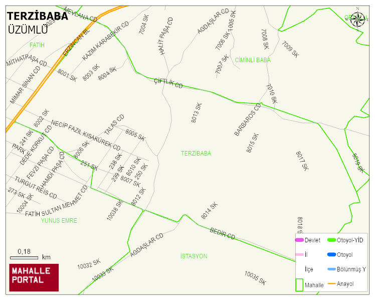 TERZİBABA Mahallesi Haritası | Yükselti ve Doğa Özellikleri