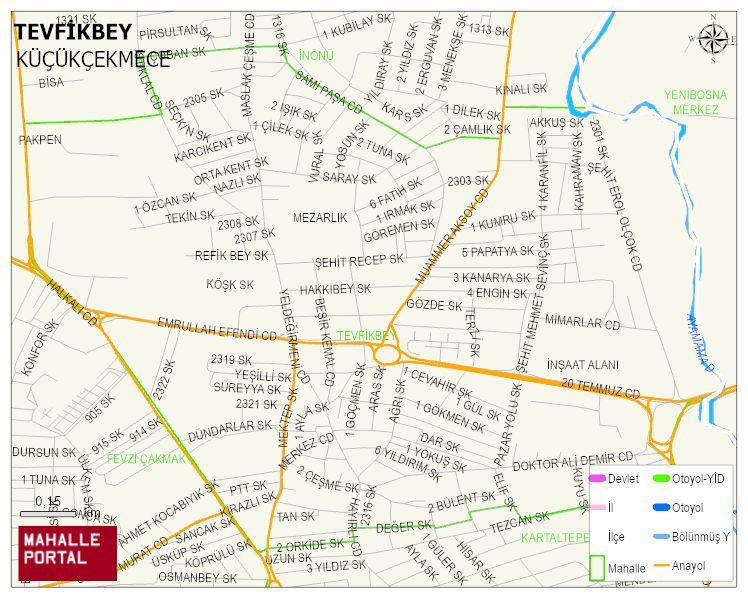 TEVFİKBEY Mahallesi Haritası | Dağlar, Ovalar ve Akarsu Bilgileri