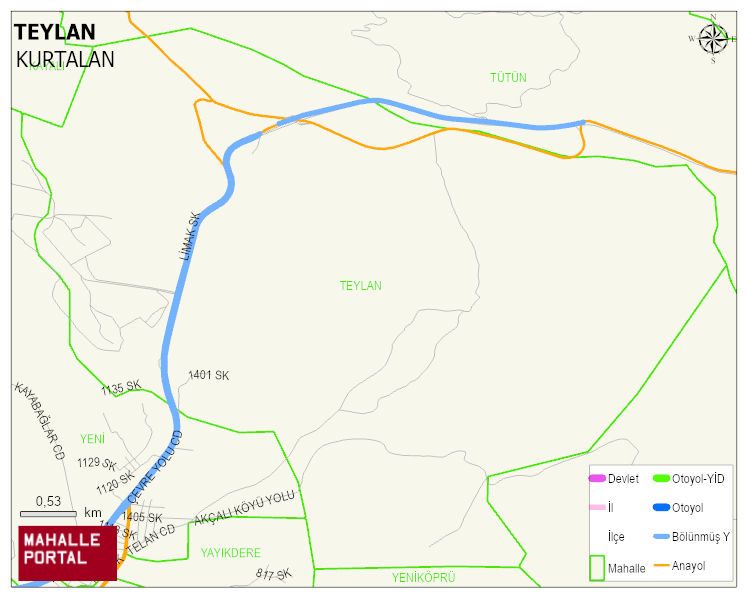 TEYLAN Köyü Haritası | Mahalle ve Köy Sınırı