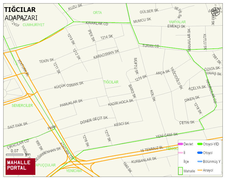 TIĞCILAR Mahallesi Haritası | Mahalle ve Köy Sınırı