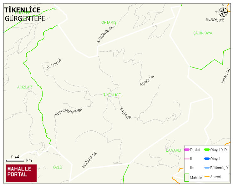 TİKENLİCE Mahallesi Haritası | Coğrafi Yapı ve Detaylı Haritası