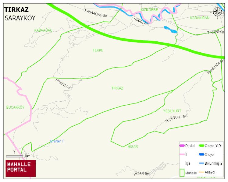 TIRKAZ Mahallesi Haritası | Detaylı Köy ve Mahalle Görünümü