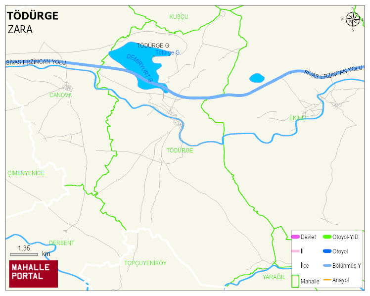 TÖDÜRGE Köyü Haritası | Coğrafi Yapı ve Detaylı Haritası