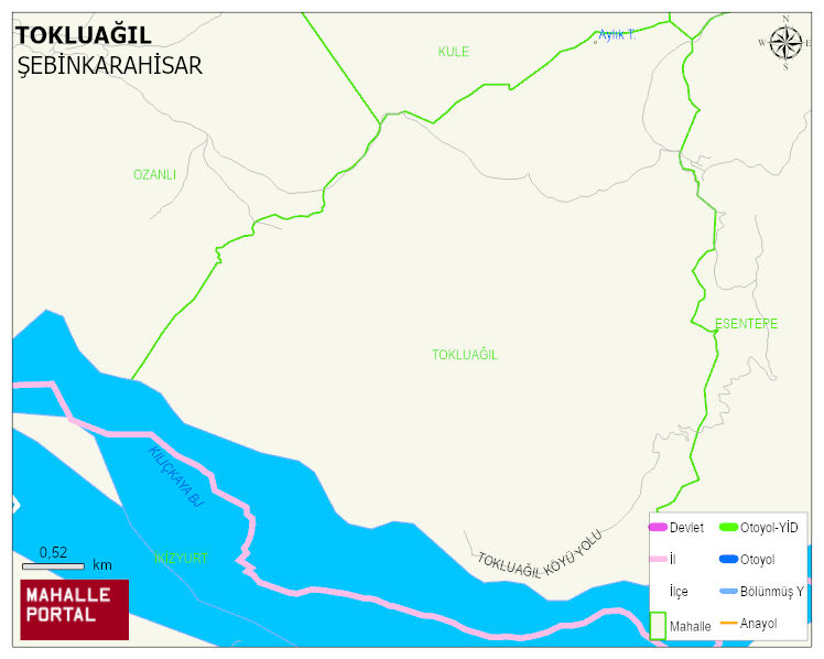 TOKLUAĞIL Köyü Haritası | Yükselti ve Doğa Özellikleri
