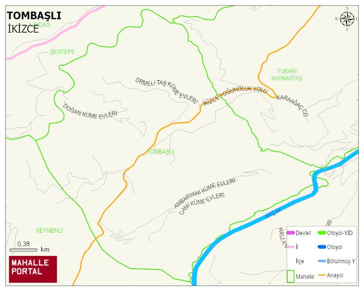 TOMBAŞLI Mahallesi Haritası | Yükselti ve Doğa Özellikleri