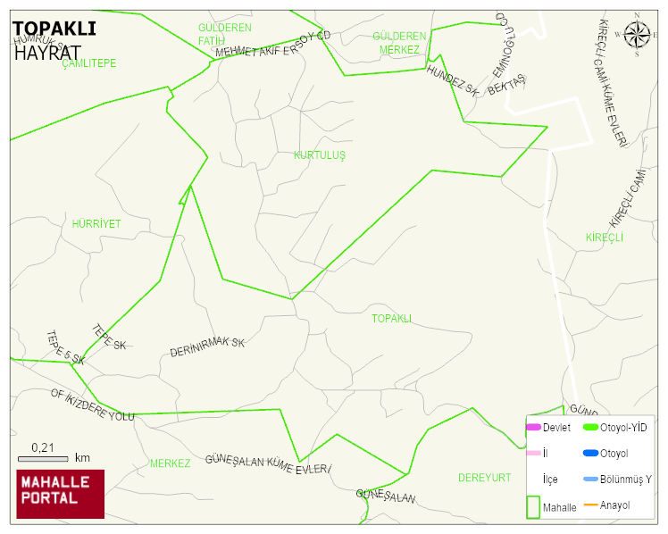 TOPAKLI Mahallesi Haritası | İnteraktif Köy ve Mahalle Sınırları